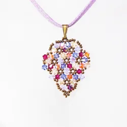 Pendant 40cm - Terence Grapes-Mauve Suedine - Pendant 40cm - Laiton bronze